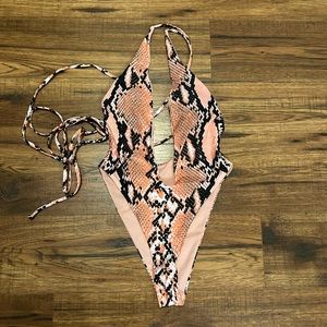 Pink snakeskin swimsuit